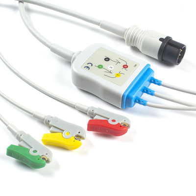Καλώδιο και Leadwires 3 AAMI 6Pin ECG καλώδιο συνδετήρων συνδετήρων IEC μολύβδου ECG