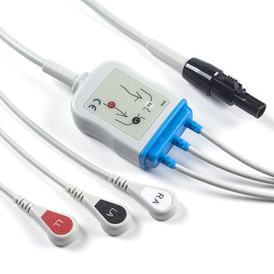 Kontron 125 128 καλώδιο VSM510 ECG και αιφνιδιαστικό 7Pin καλώδιο συνδετήρων ECG Leadwires 3Lead AHA