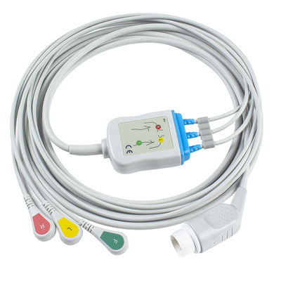 Ενήλικα ECG καλώδια και Leadwires 8pin 3 της Philips αιφνιδιαστικό ECG καλώδιο μολύβδου
