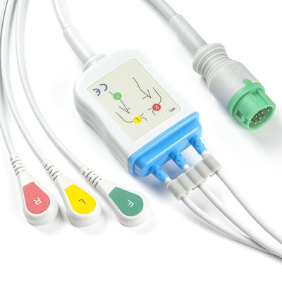 Το Mindray Datascope 040-000966-00 καλώδια EA6232A ECG και καλώδιο 3 συνδετήρων ECG Leadwires 12pin IEC μολύβδου σπάζει απότομα