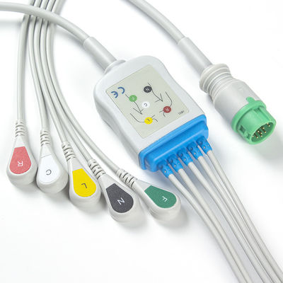 Το Mindray Datascope 040-000963-00 καλώδια EA6252B ECG και καλώδιο 5 συνδετήρων ECG Leadwires 12pin IEC μολύβδου σπάζει απότομα