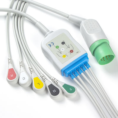 Καλώδια Kohden tec-7631C ECG Nihon και καλώδιο 5 συνδετήρων ECG Leadwires 11pin θραύση IEC μολύβδου