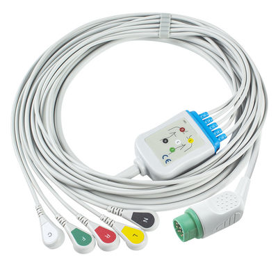 Συμβατό Siemens Drager 5 Lead Iec Snap Ecg Lead Cable / Ecg Lead Wire Set