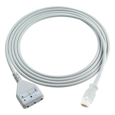 PH 12Pin ECG Κεφάλαιο Φιλίπ-Ιπς Ντίν Στυλ 3πρωτεύον καλώδιο 1.30M