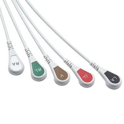 Γκρι συμβατό IVY 5Lead ECG καλώδιο AHA Snap 1m 3,0 διάμετρος