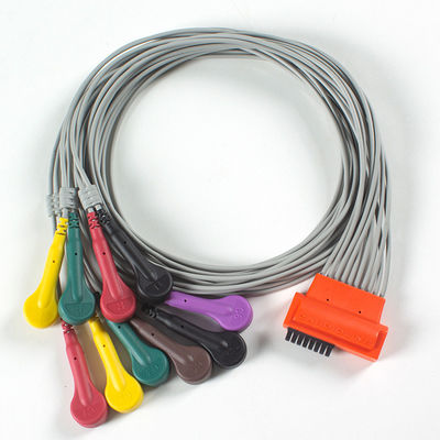 Συμβατό καρδιολικό ECG Touch 10Lead ECG καλώδιο IEC Snap με γκρι και πορτοκαλί TPU
