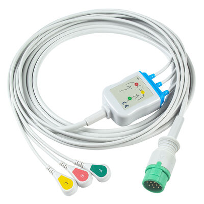 Emtel Fx2000 ECG Cables and Leadwires 12pin Connector ECG Cable 3 5 Lead IEC AHA Snap Grabber Clip