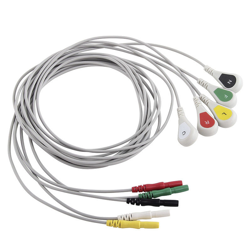 Ιατρικά 5 καλώδιο και Leadwire καλωδίων DIN 1,5 AAMI 6pin Holter ECG Ecg μολύβδου αιφνιδιαστικά για το όργανο καταγραφής Holer