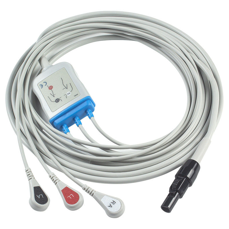 Kontron 125 128 καλώδιο VSM510 ECG και αιφνιδιαστικό 7Pin καλώδιο συνδετήρων ECG Leadwires 3Lead AHA