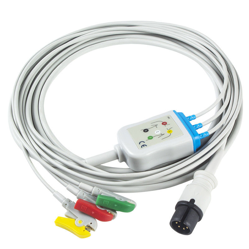 Καλώδιο και Leadwires 3 AAMI 6Pin ECG καλώδιο συνδετήρων συνδετήρων IEC μολύβδου ECG