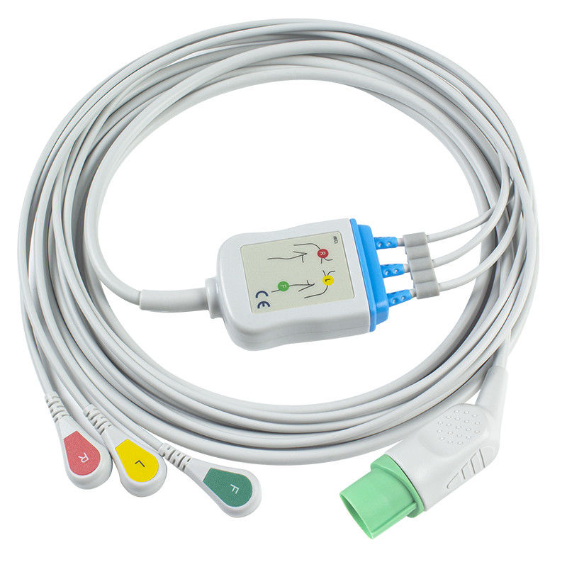 Το Mindray Datascope 040-000966-00 καλώδια EA6232A ECG και καλώδιο 3 συνδετήρων ECG Leadwires 12pin IEC μολύβδου σπάζει απότομα
