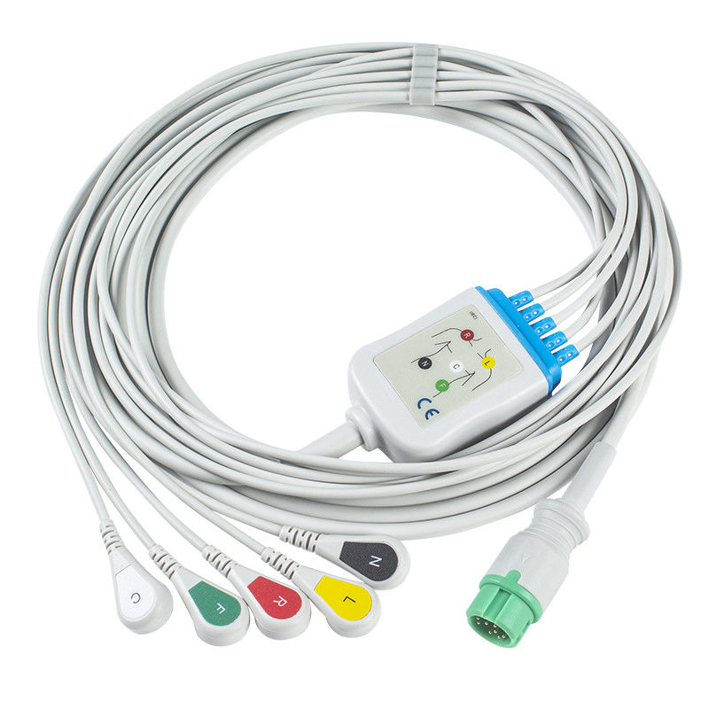 Το Mindray Datascope 040-000963-00 καλώδια EA6252B ECG και καλώδιο 5 συνδετήρων ECG Leadwires 12pin IEC μολύβδου σπάζει απότομα