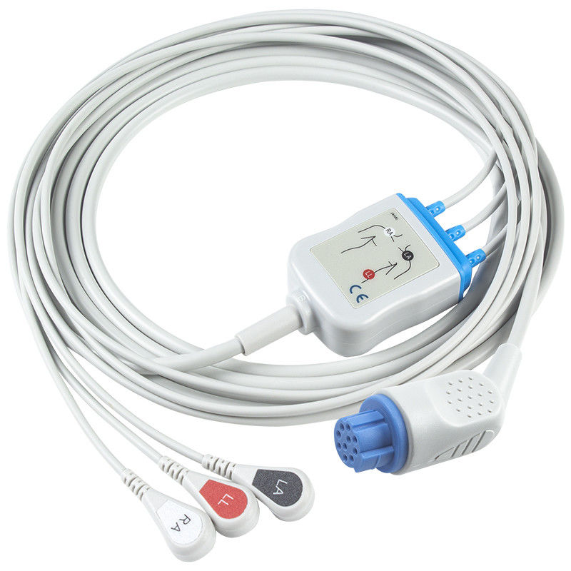Για το Datex Ohmeda συμβατό καλώδιο ECG άμεσης σύνδεσης 3Lead AHA Snap