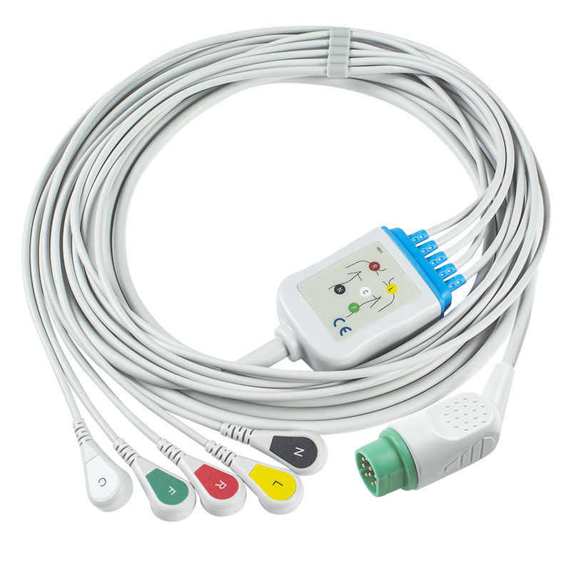 Συμβατό S-iemens Drager 5 Lead Iec Snap Ecg Lead Cable / Ecg Lead Wire Set