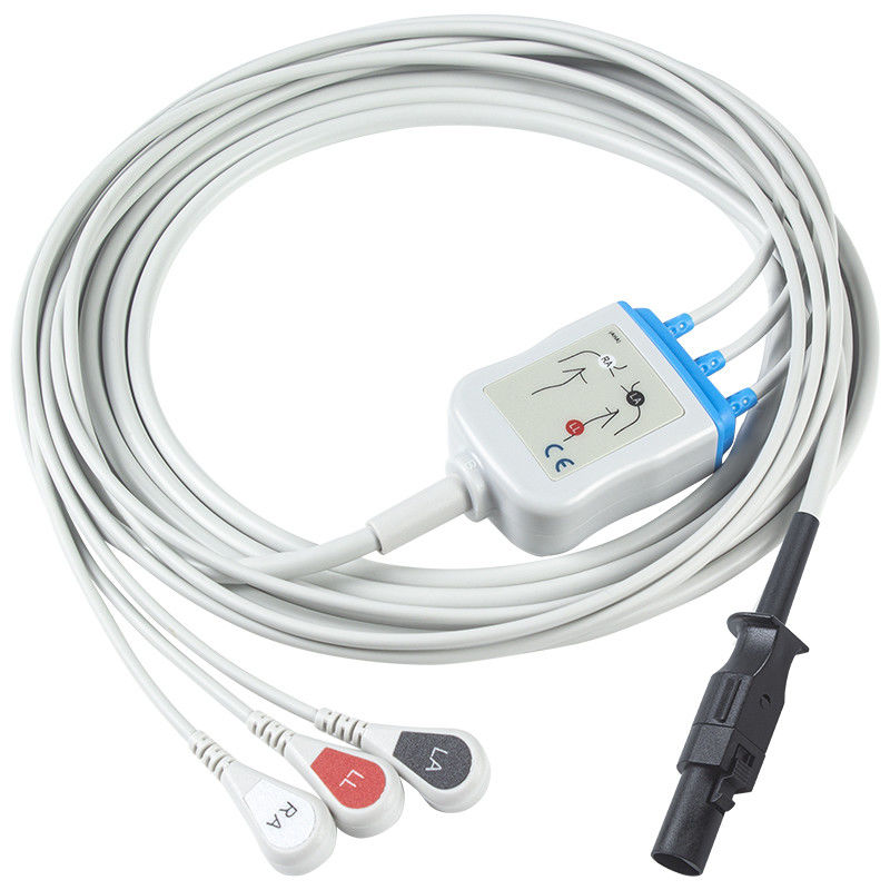 Για Welch Allyn Συμβατό ΑΧΑΙΚ ECG καλώδιο 008-0880-00 3 Lead ΑΧΑ Snap