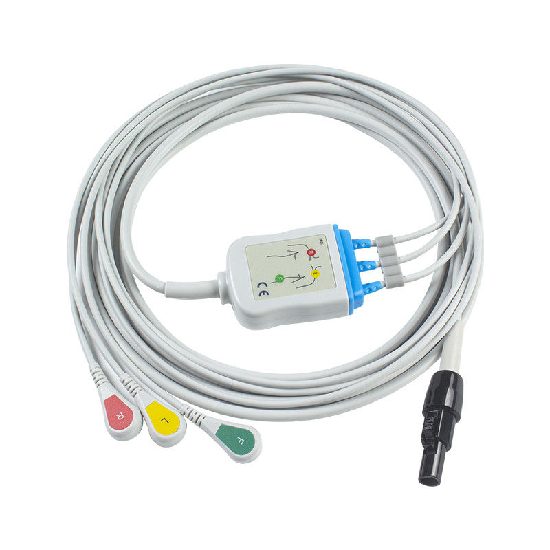 Welch allyn Propaq LT Καλώδια και καλώδια ECG Καλώδιο ασθενούς 3 Lead ECG Leadwire 008-0879-00 IEC Snap