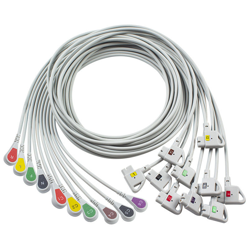 Συμβατό P-hilips Trim 10Lead ECG καλώδιο IEC Snap για PageWriter Trim I, PageWriter Trim II