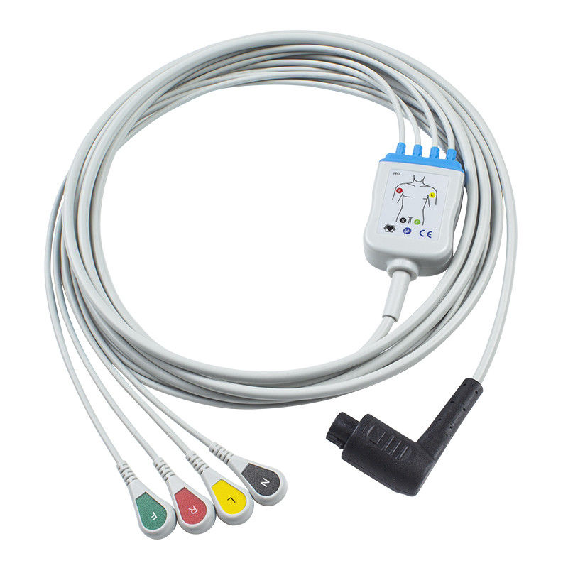 2.5m 5.0 διάμετρος συμβατό σώμα 3 ECG καλώδιο 4Lead IEC Grabber για το τέλος του ασθενούς