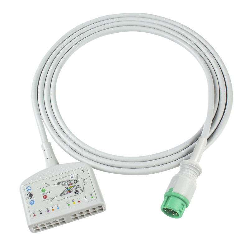 TPU Dynascope DS-5100E 12Pin ECG Ασθενητικό καλώδιο 10Lead για ενήλικες / παιδιατρική συμβατότητα