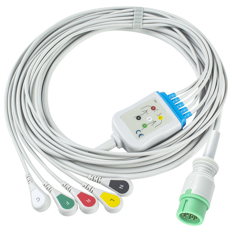5Lead ECG καλώδιο IEC Snap με γκρι χρώμα συμβατό FIMED STAR 8000